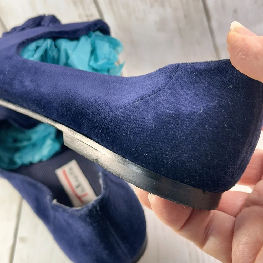 Talbots Womens Blue  Velvet Slip On‎ Smoking Flats Tassels Loafers Shoes sz 8AA